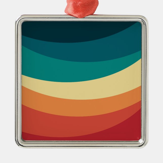 Colourful retro style curves design metal ornament (Front)