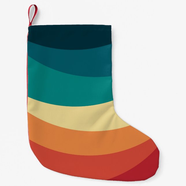 Colourful retro style curves design small christmas stocking (Front)