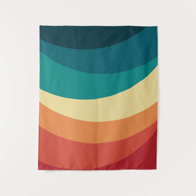 Colourful retro style curves design tapestry (Front)