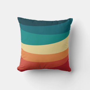 Colourful retro style curves design throw pillow