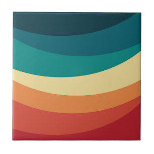 Colourful retro style curves design tile