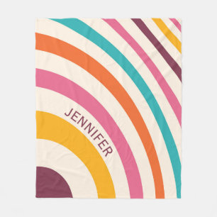 Colourful retro style curves fleece blanket