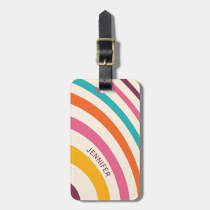 Colourful retro style curves luggage tag