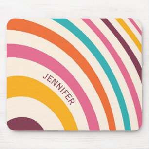Colourful retro style curves mouse pad