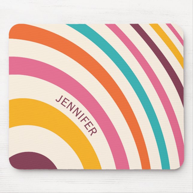 Colourful retro style curves mouse pad (Front)