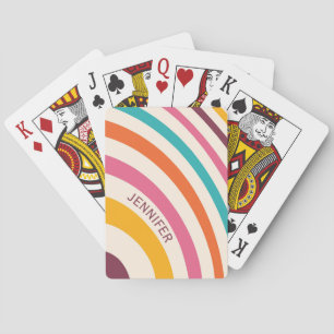 Colourful retro style curves playing cards