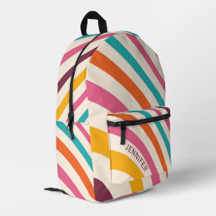 Colourful retro style curves printed backpack