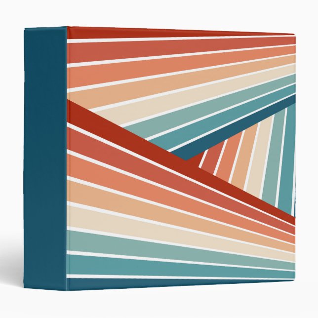 Colourful retro style diagonal rainbow design binder (Front/Spine)