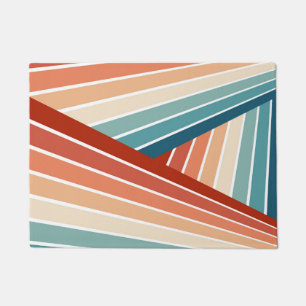 Colourful retro style diagonal rainbow design doormat