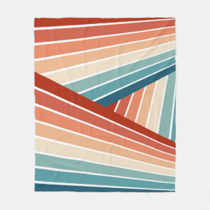 Colourful retro style diagonal rainbow design fleece blanket