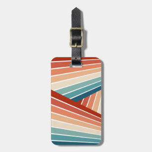 Colourful retro style diagonal rainbow design luggage tag