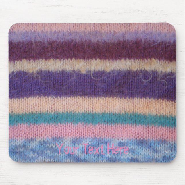 colourful retro style knitted stripes fun design mouse pad (Front)