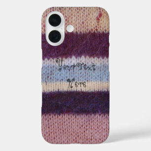 colourful retro style knitted stripes fun knitted iPhone 16 case