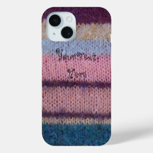 colourful retro style knitted stripes fun knitted iPhone 15 case