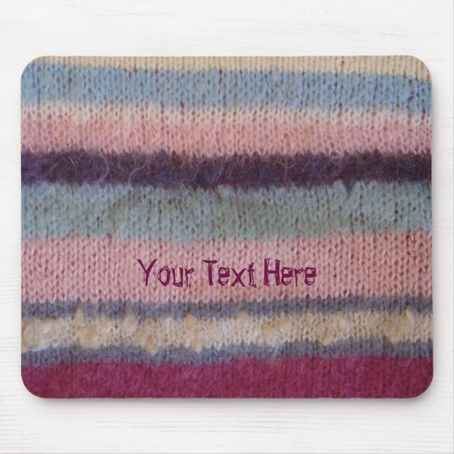 colourful retro style knitted stripes fun mouse pad (Front)