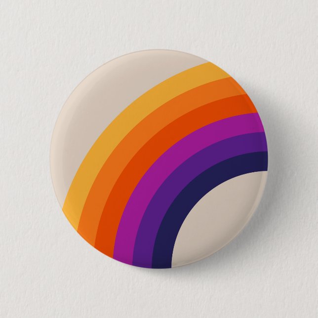 Colourful retro style rainbow art 2 inch round button (Front)