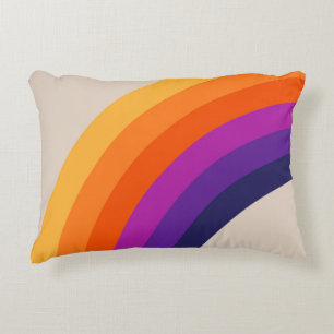 Colourful retro style rainbow art accent pillow