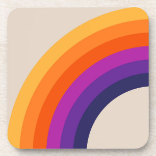 Colourful retro style rainbow art coaster
