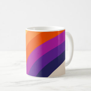 Colourful retro style rainbow art coffee mug