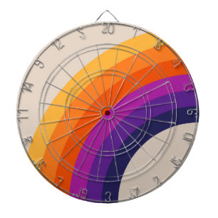 Colourful retro style rainbow art dartboard