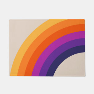 Colourful retro style rainbow art doormat