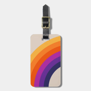 Colourful retro style rainbow art luggage tag