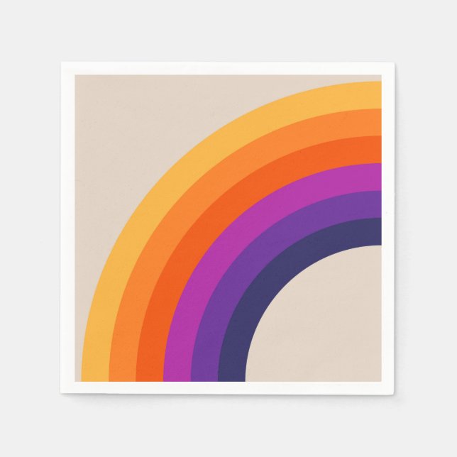 Colourful retro style rainbow art napkin (Front)