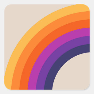 Colourful retro style rainbow art square sticker