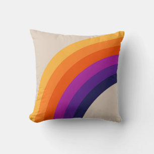 Colourful retro style rainbow art throw pillow