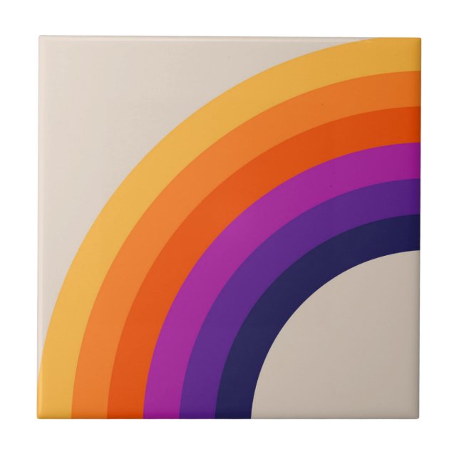 Colourful retro style rainbow art tile (Front)