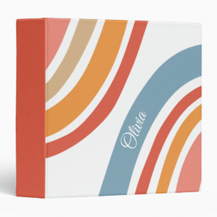 Colourful retro style rainbow design binder