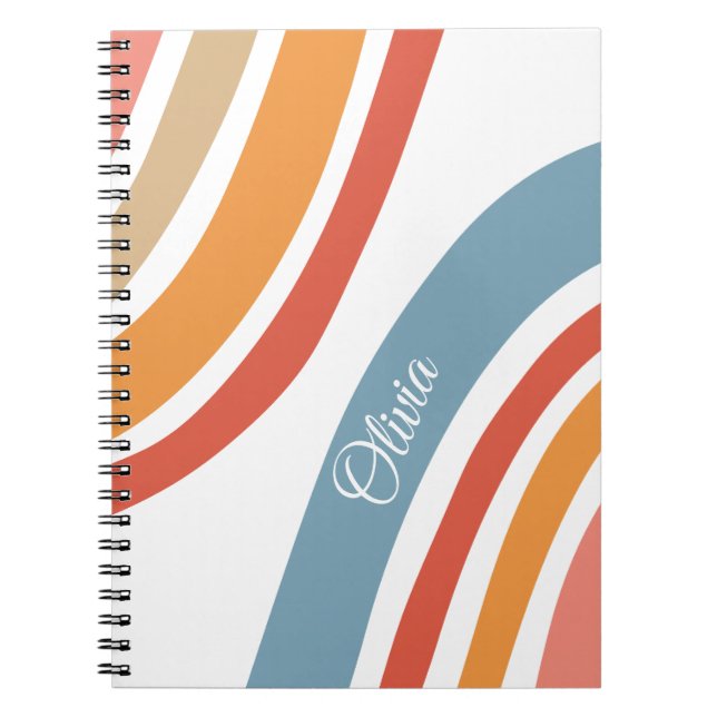 Colourful retro style rainbow design notebook (Front)