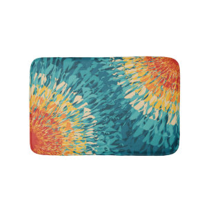 Colourful retro style solar flare bath mat