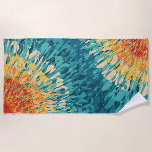 Colourful retro style solar flare  beach towel