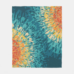 Colourful retro style solar flare  fleece blanket