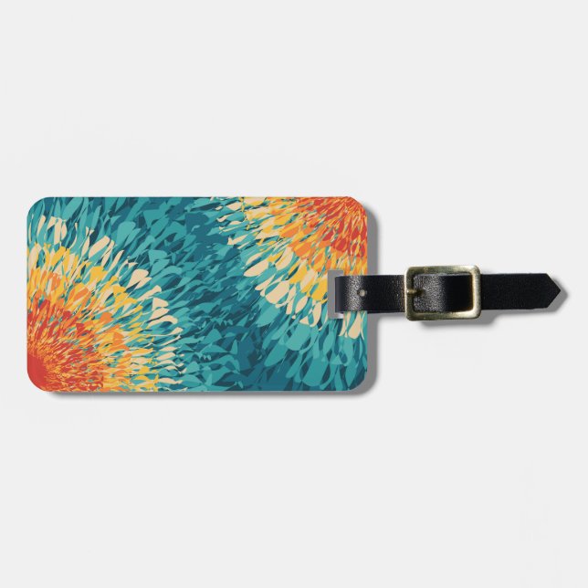 Colourful retro style solar flare  luggage tag (Front Horizontal)