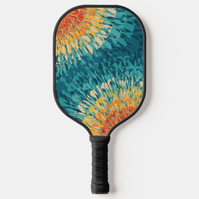 Colourful retro style solar flare  pickleball paddle (Front)
