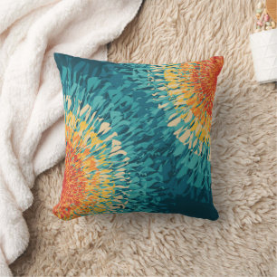 Colourful retro style solar flare  throw pillow