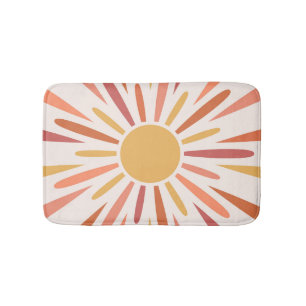 Colourful retro style sunshine design bath mat
