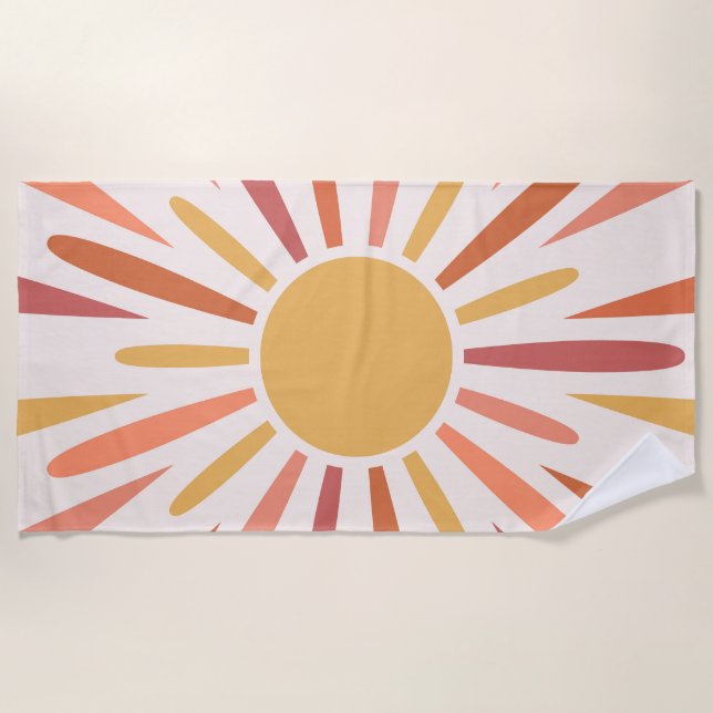 Colourful retro style sunshine design beach towel (Front)