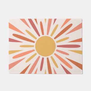 Colourful retro style sunshine design doormat
