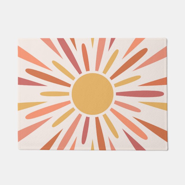 Colourful retro style sunshine design doormat (Front)