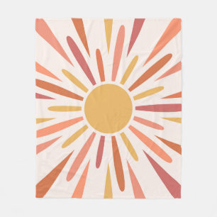 Colourful retro style sunshine design fleece blanket