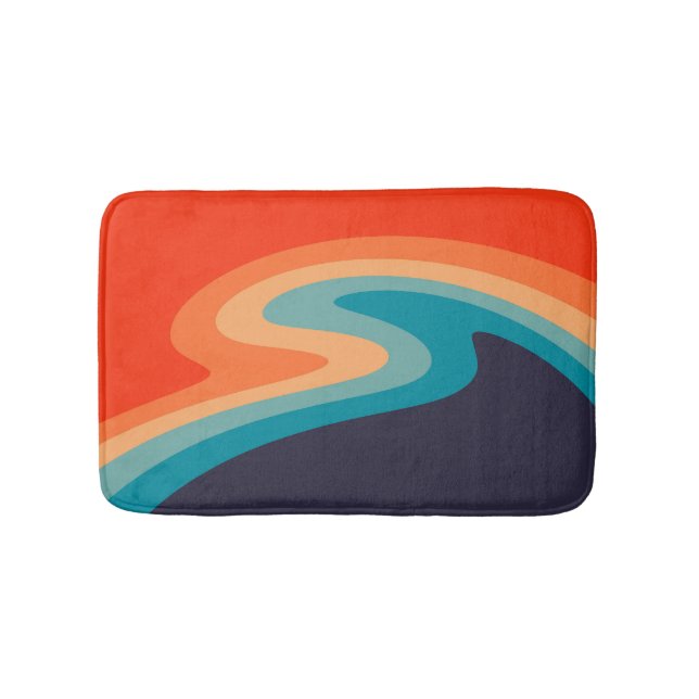 Colourful retro style swirl design  bath mat (Front)