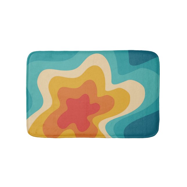Colourful retro style swirl design bath mat (Front)