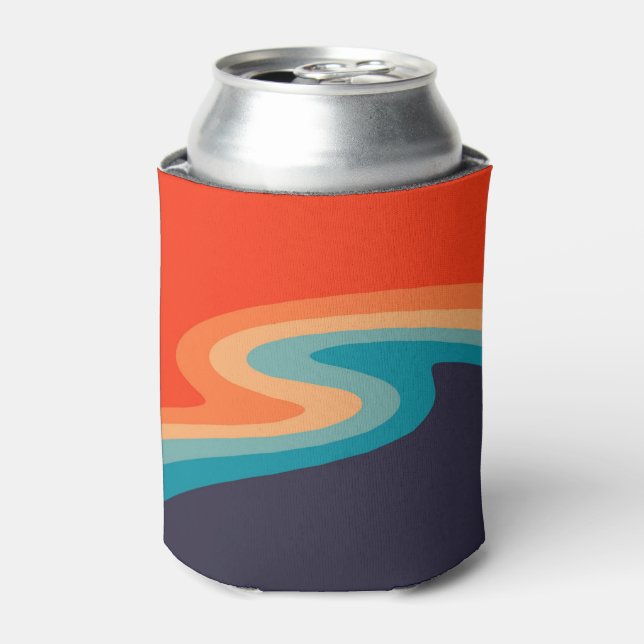 Colourful retro style swirl design can cooler (Can Front)