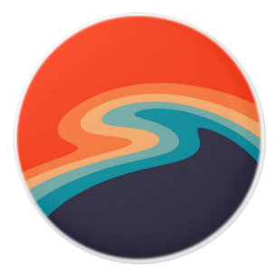Colourful retro style swirl design ceramic knob