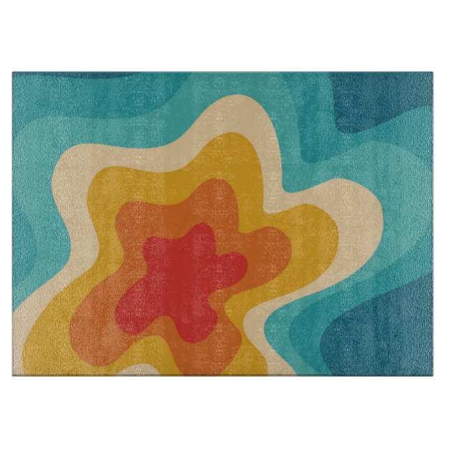 Colourful retro style swirl design cutting board (Front)