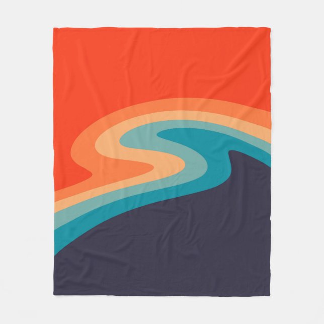 Colourful retro style swirl design fleece blanket (Front)