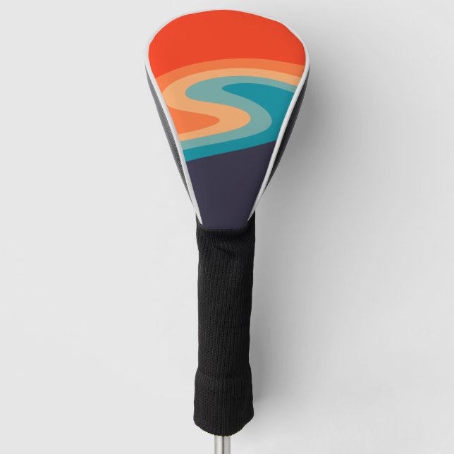 Colourful retro style swirl design golf head cover (Front)